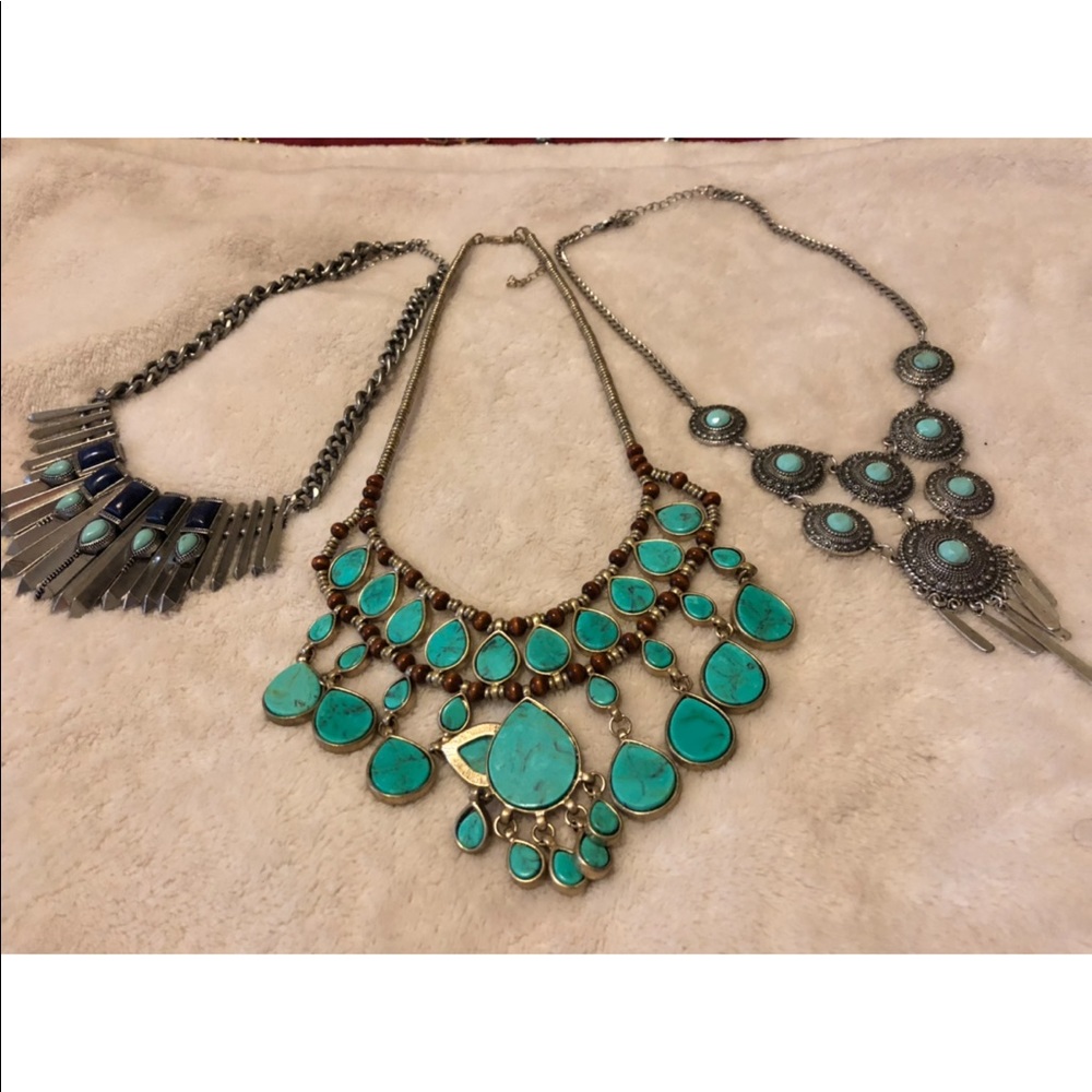 Turquoise/ Blue Statement Necklaces Bundle - image 1